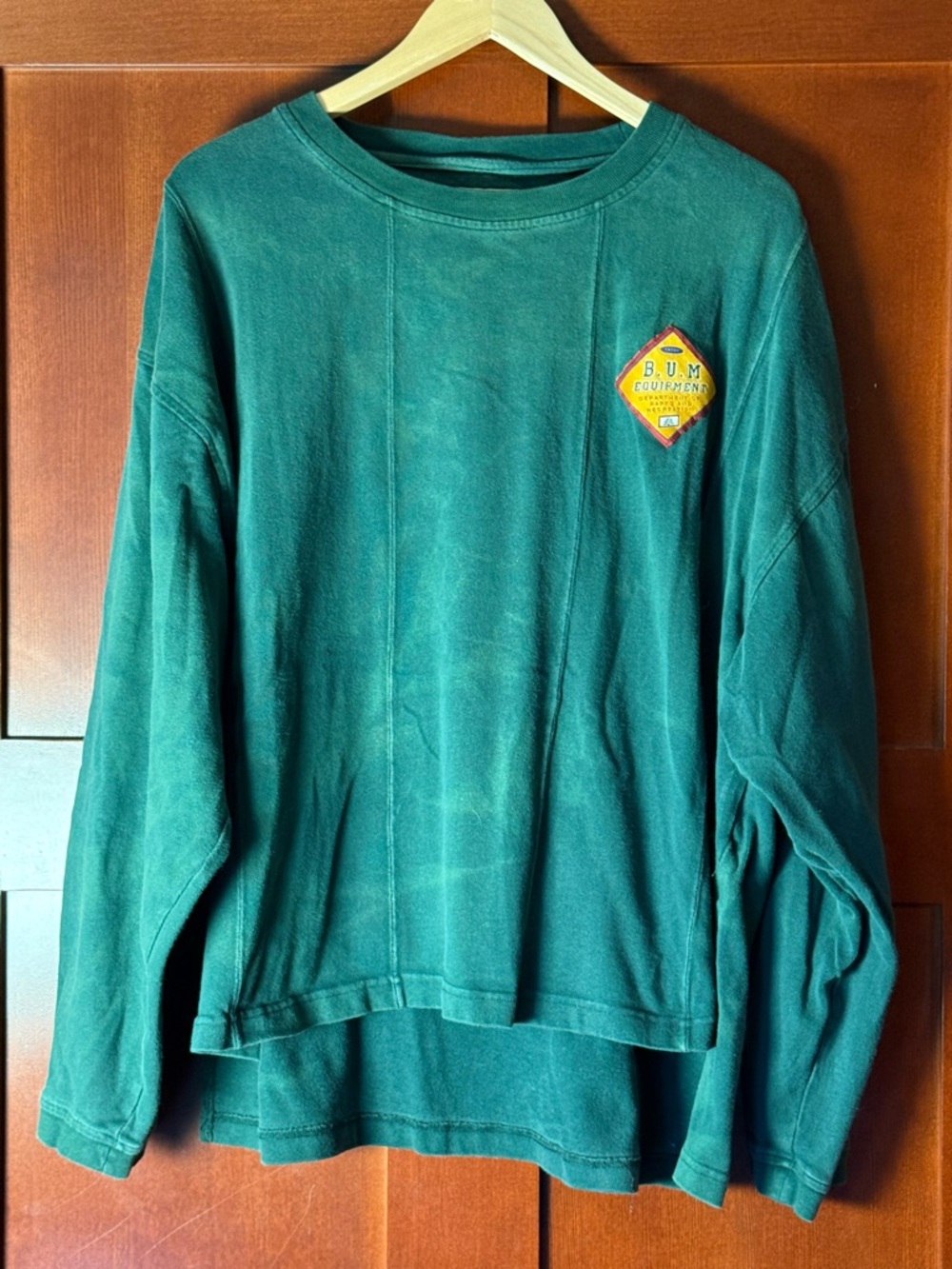 90’s Vintage B.U.M. Equipment Green Pigment Dyed Cotton Oversized Pullover XL